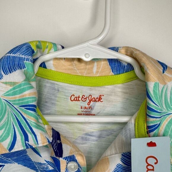 Cat & Jack Tropical Print Short Sleeve Tee - Blue, Green, Yellow - Picture 5 of 8